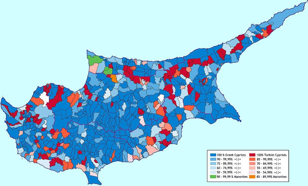 Мапата на етничка Кипар