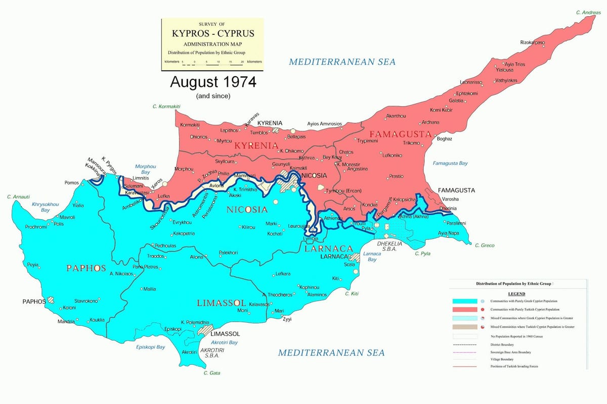 Карта на Кипар поделба