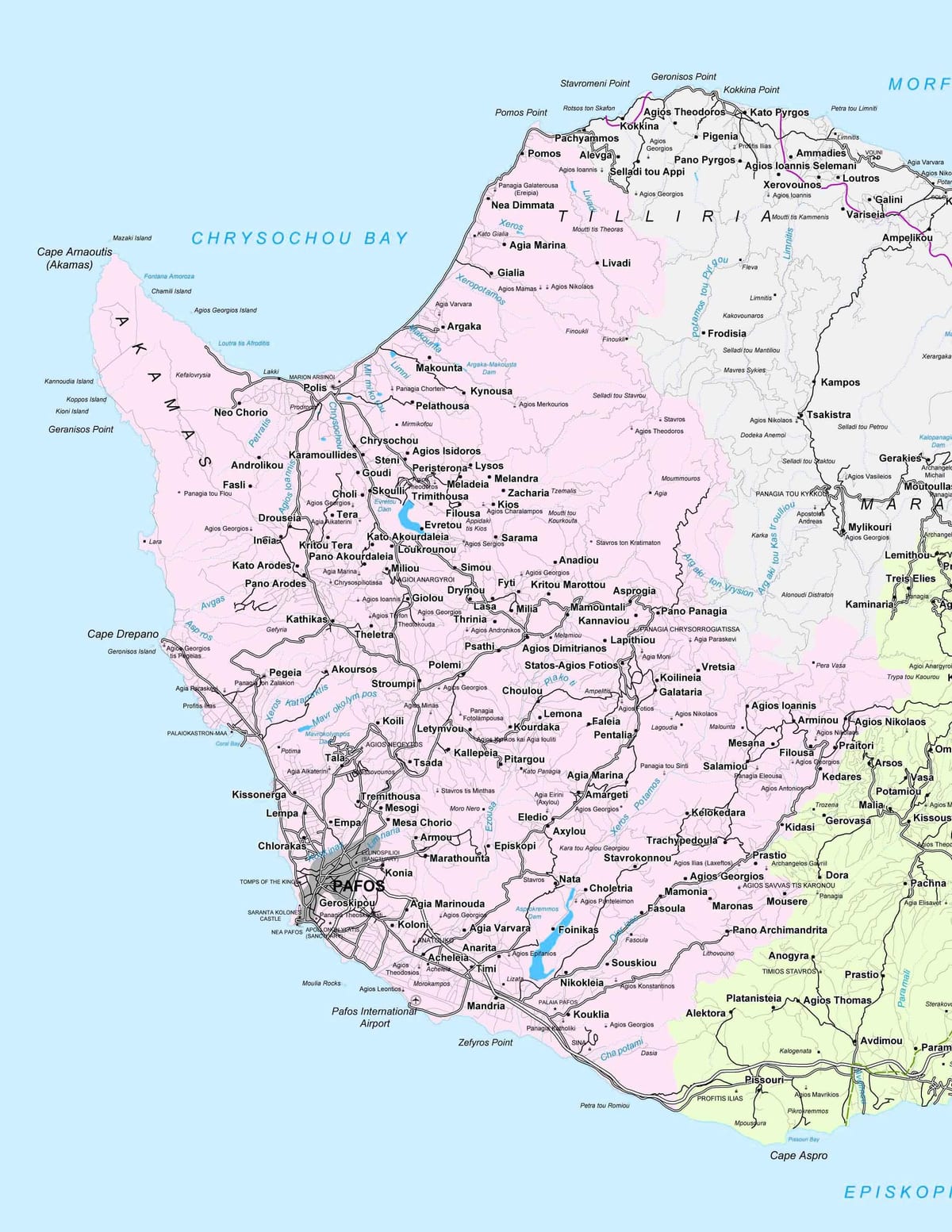 улична карта на paphos Кипар