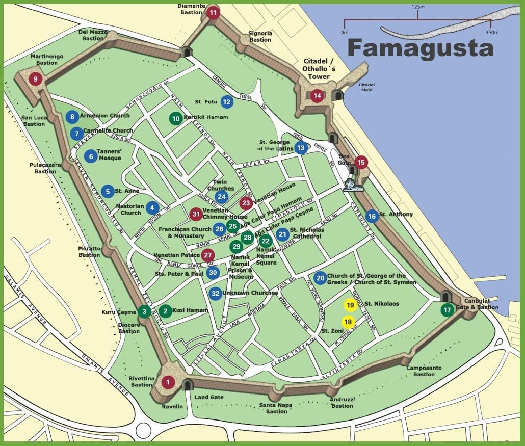карта на famagusta северна Кипар