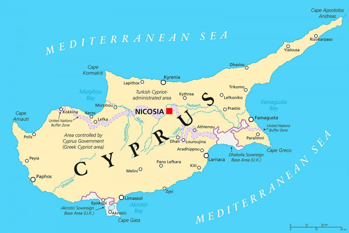 мапата покажувајќи Кипар