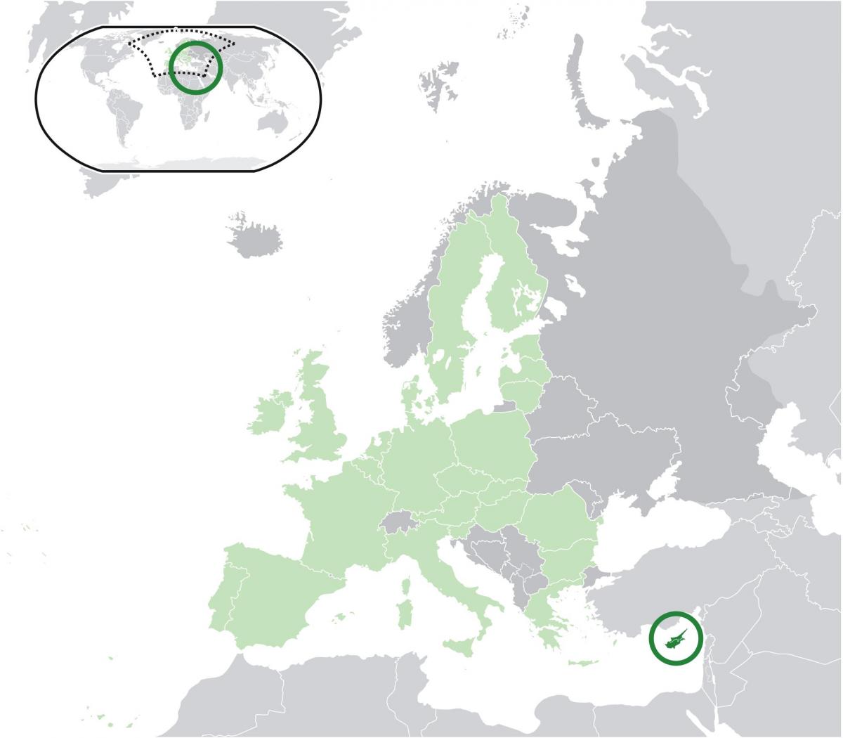 карта на европа, покажуваат Кипар