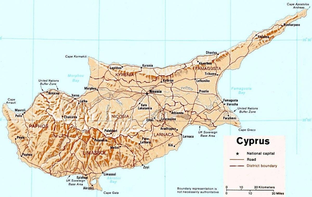 детална карта на островот Кипар