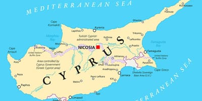 Мапата покажувајќи Кипар