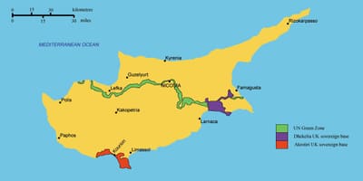 Карта на јужен Кипар
